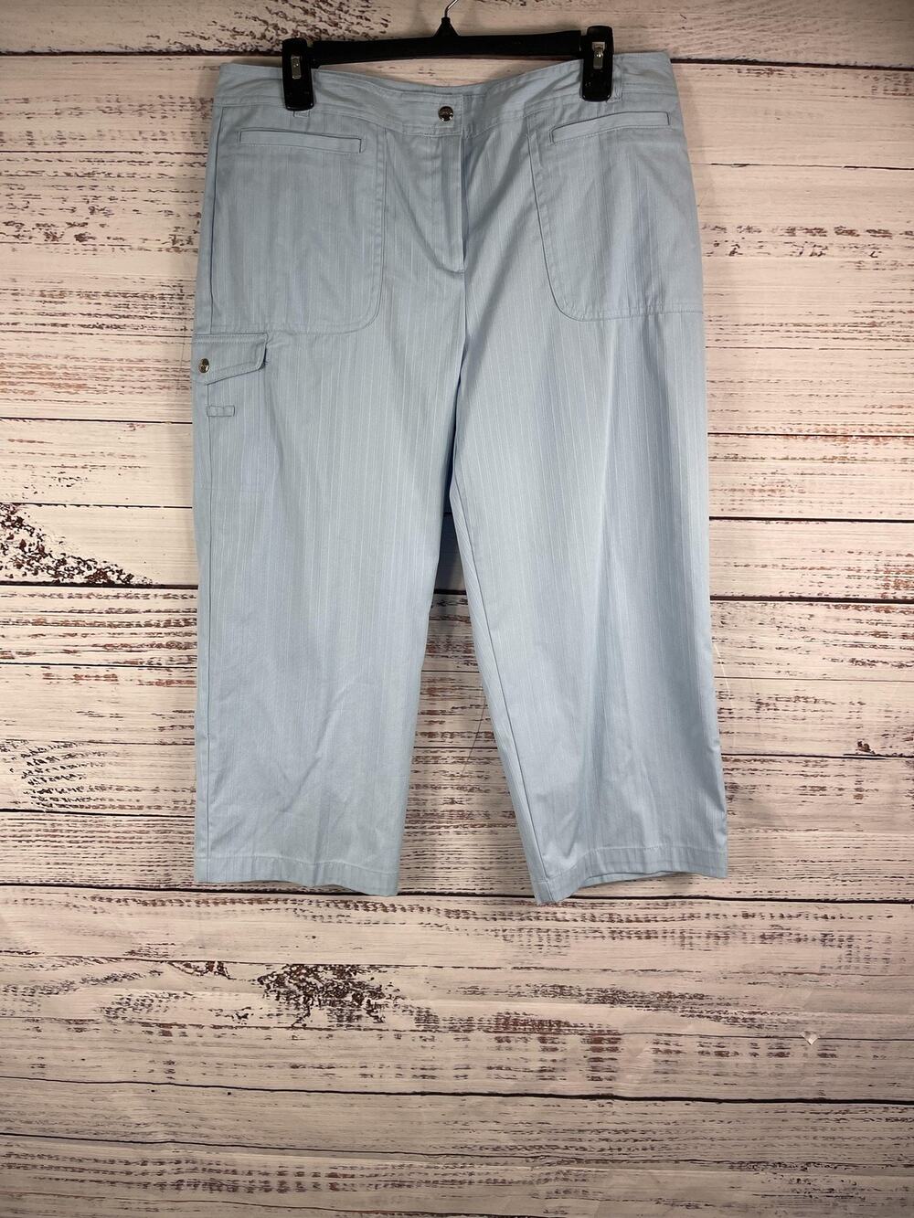 IZOD Golf Classix Pants Women's 12 Blue Stretch Swing Flex Capri Cropped Pocket